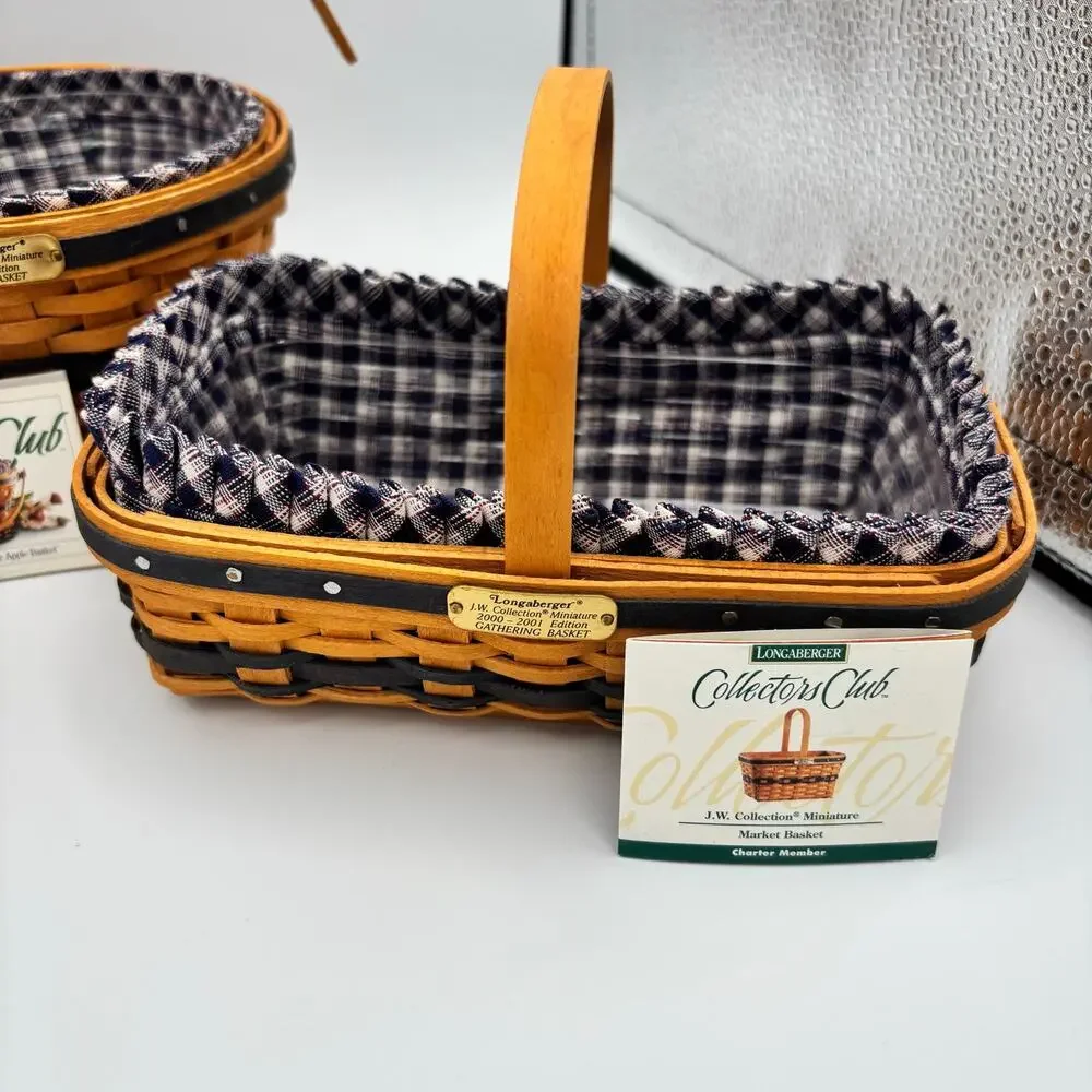 Longaberger JW Collection Miniature Basket Lot of 5 - Cards, Liners, Protectors